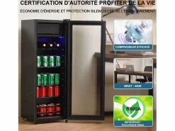 Online Hauss Spole Mini refrigerador de 128 litros con estantes ajustables y LED azul - Negro