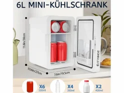 Outlet Mini refrigerador de 6 litros: refrigerador pequeño silencioso de 12 V y 230 V con espejo e iluminación LED. Electrodomésticos De Frío