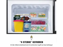 Mininevera de 60 L, congelador de 22 L, frigorífico de 38 L, clase energética E, LED, diseño moderno, color (86,8 x 45,5 x 42,5 cm)