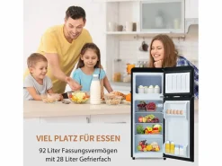 Outlet Mininevera retro, 92 L en total, congelador de 28 L, refrigerador de 64 L, clase energética D, LED, diseño moderno, color (105,5 x 41 x 45,5 cm) Electrodomésticos De Frío