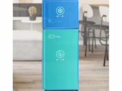 Outlet Mininevera retro, 92 L en total, congelador de 28 L, refrigerador de 64 L, clase energética D, LED, diseño moderno, color (105,5 x 41 x 45,5 cm) Electrodomésticos De Frío