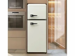 Mininevera retro, 92 L en total, congelador de 28 L, frigorífico de 64 L, clase energética D, LED, diseño retro, (105,5 x 41 x 45,5 cm)