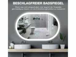DripeX Mirror de baño LED Light 50x70cm, 3 temperaturas de color Montaje de pared, espejo multifunción inteligente