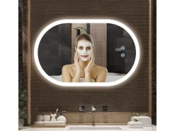 DripeX Mirror de baño LED Light 50x70cm, 3 temperaturas de color Montaje de pared, espejo multifunción inteligente