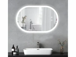 DripeX Mirror de baño LED Light 50x70cm, 3 temperaturas de color Montaje de pared, espejo multifunción inteligente