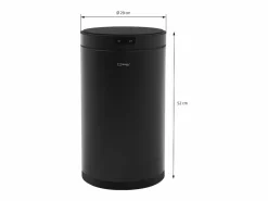 ML-DESIGN Cubo de basura inteligente con sensor de movimiento 30L papelera redonda con apertura y cierre automática de acero con pantalla LED Negro
