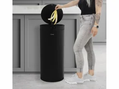 Hot ML-DESIGN Cubo de basura inteligente con sensor de movimiento 40L papelera redonda con apertura y cierre automática de acero con pantalla LED Negro
