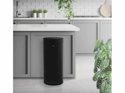 Hot ML-DESIGN Cubo de basura inteligente con sensor de movimiento 40L papelera redonda con apertura y cierre automática de acero con pantalla LED Negro