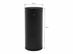 Hot ML-DESIGN Cubo de basura inteligente con sensor de movimiento 40L papelera redonda con apertura y cierre automática de acero con pantalla LED Negro