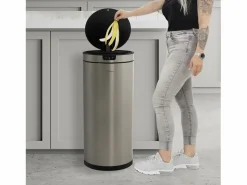 Discount ML-DESIGN Cubo de basura inteligente con sensor de movimiento 40L papelera redonda con apertura y cierre automática de acero con pantalla LED Plateado