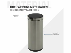 Discount ML-DESIGN Cubo de basura inteligente con sensor de movimiento 40L papelera redonda con apertura y cierre automática de acero con pantalla LED Plateado