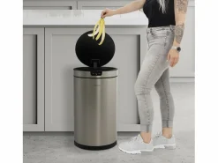 Online ML-DESIGN Cubo de basura inteligente con sensor de movimiento 30L papelera redonda con apertura y cierre automática de acero con pantalla LED Plateado