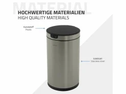Online ML-DESIGN Cubo de basura inteligente con sensor de movimiento 30L papelera redonda con apertura y cierre automática de acero con pantalla LED Plateado