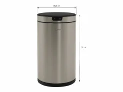 Online ML-DESIGN Cubo de basura inteligente con sensor de movimiento 30L papelera redonda con apertura y cierre automática de acero con pantalla LED Plateado