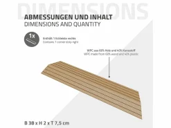 Online Perfil angular de wpc marrón teca esquina derecha 38x2x7,5 cm borde de remate para baldosas con sistema clic aspecto madera para terraza Terraza