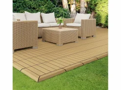 Online Perfil angular de wpc marrón teca esquina derecha 38x2x7,5 cm borde de remate para baldosas con sistema clic aspecto madera para terraza Terraza