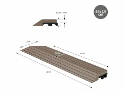 Online Perfil angular de wpc marrón oscuro esquina izquierda 38x2x7,5 cm borde de remate para baldosas con sistema clic aspecto madera para terraza Terraza