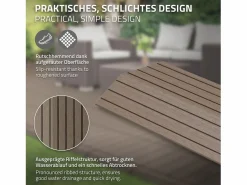 ML-DESIGN Perfil angular de wpc marrón oscuro esquina derecha 38x2x7,5 cm borde de remate para baldosas con sistema clic aspecto madera para terraza