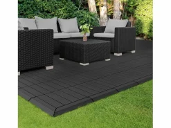 Sale Perfil angular de wpc antracita esquina izquierda 38x2x7,5 cm borde de remate para baldosas con sistema clic aspecto madera para terraza Terraza