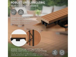Best Perfil angular de wpc marrón claro esquina izquierda 38x2x7,5 cm borde de remate para baldosas con sistema clic aspecto madera para terraza Terraza