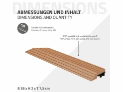 Best Perfil angular de wpc marrón claro esquina izquierda 38x2x7,5 cm borde de remate para baldosas con sistema clic aspecto madera para terraza Terraza