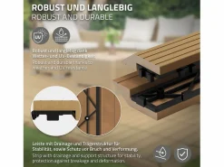Sale ML-DESIGN Perfil recto de wpc marrón teca 38x2x7,5 cm borde de remate para baldosas con sistema de clic aspecto madera para terraza, piscina o patio Marru00f3n