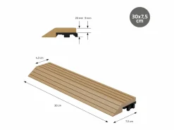 Sale ML-DESIGN Perfil recto de wpc marrón teca 38x2x7,5 cm borde de remate para baldosas con sistema de clic aspecto madera para terraza, piscina o patio Marru00f3n