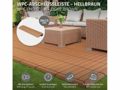 Best ML-DESIGN Perfil recto de wpc marrón claro 38x2x7,5 cm borde de remate para baldosas con sistema de clic aspecto madera para terraza, piscina o patio Marru00f3n