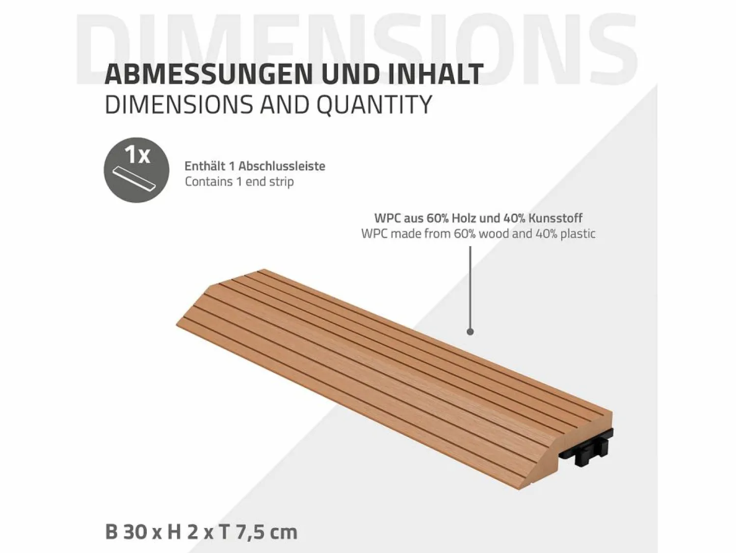 Best ML-DESIGN Perfil recto de wpc marrón claro 38x2x7,5 cm borde de remate para baldosas con sistema de clic aspecto madera para terraza, piscina o patio Marru00f3n