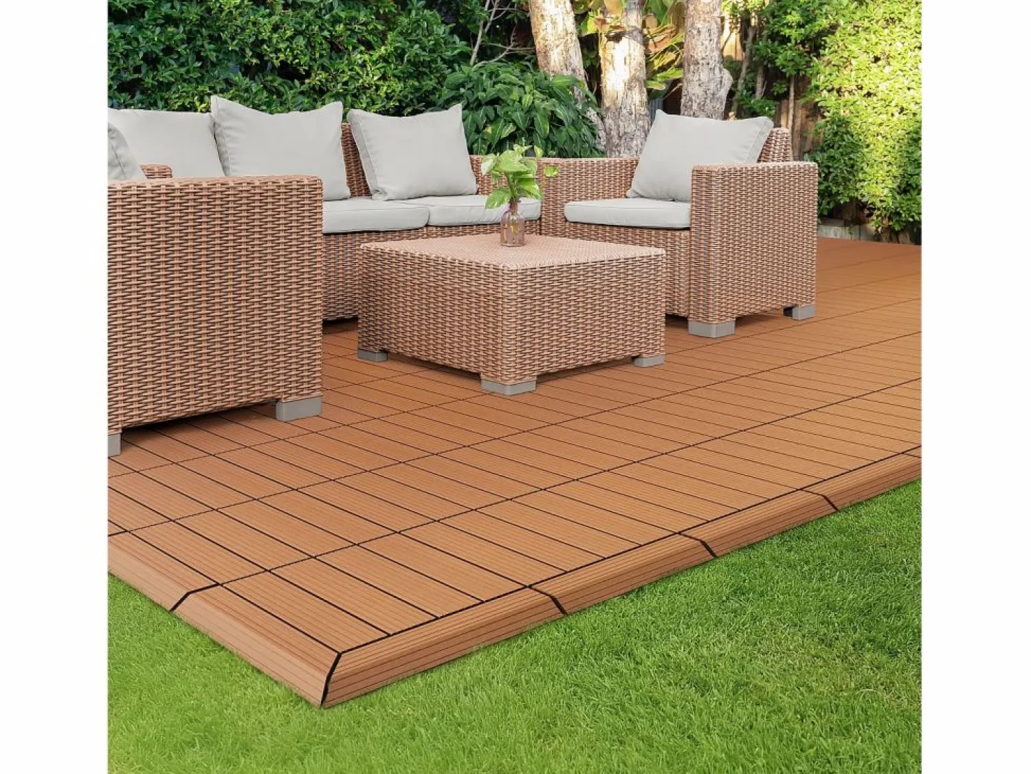 Best ML-DESIGN Perfil recto de wpc marrón claro 38x2x7,5 cm borde de remate para baldosas con sistema de clic aspecto madera para terraza, piscina o patio Marru00f3n