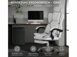 ML-DESIGN Silla de oficina ergonómica, claro, regulable en altura con respaldo alto