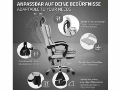 ML-DESIGN Silla de oficina ergonómica, claro, regulable en altura con respaldo alto