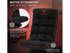 Hot ML-DESIGN Sofá gaming ergonómico, negro-, sillón gamer de ordenador, videojuegos asiento gamer de suelo giratorio 360° y ajustable Rojo