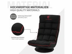 Hot ML-DESIGN Sofá gaming ergonómico, negro-, sillón gamer de ordenador, videojuegos asiento gamer de suelo giratorio 360° y ajustable Rojo