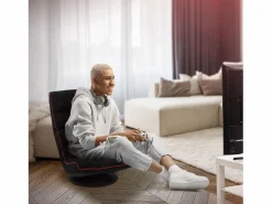 Hot ML-DESIGN Sofá gaming ergonómico, negro-, sillón gamer de ordenador, videojuegos asiento gamer de suelo giratorio 360° y ajustable Rojo