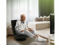 ML-DESIGN Sofá gaming ergonómico, negro-, sillón gamer de ordenador, videojuegos asiento gamer de suelo giratorio 360° y ajustable