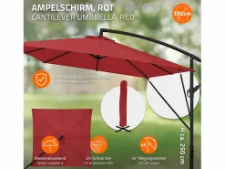 ML-DESIGN Sombrilla de jardín Ø330cm de aluminio antracita parasol volafiza de terraza con soporte, giratoria 360° e inclinable con manivela