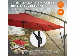 ML-DESIGN Sombrilla de jardín Ø330cm de aluminio antracita parasol volafiza de terraza con soporte, giratoria 360° e inclinable con manivela