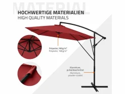 ML-DESIGN Sombrilla de jardín Ø330cm de aluminio antracita parasol volafiza de terraza con soporte, giratoria 360° e inclinable con manivela