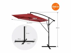 ML-DESIGN Sombrilla de jardín Ø330cm de aluminio antracita parasol volafiza de terraza con soporte, giratoria 360° e inclinable con manivela