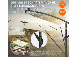 ML-DESIGN Sombrilla de jardín con LED solar Ø330cm de aluminio parasol volafiza de terraza con soporte, giratoria 360° e inclinable Beige