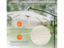 ML-DESIGN Sombrilla de jardín con LED solar Ø330cm de aluminio parasol volafiza de terraza con soporte, giratoria 360° e inclinable Beige