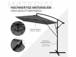 ML-DESIGN Sombrilla de jardín Ø330cm de aluminio antracita parasol volafiza de terraza con soporte, giratoria 360° e inclinable con manivela