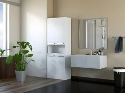 TOPESHOP MOBY - Mueble de baño con dos cestas - Tiradores minimalistas - 174x60x30 - Torre de almacenamiento