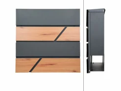 Outlet ML-DESIGN Moderno buzón de acero imitación madera antracita de pared Gris