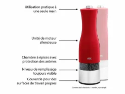 Clearance Molino Eléctrico de Sal y Pimienta ADE - Acero Inoxidable, Molino de Cerámica, Molienda Ajustable, LED, 22,5 cm Materiales Y Utensilios De Cocina