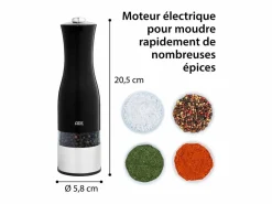 Discount Molino Eléctrico de Sal y Pimienta ADE en Acero Inoxidable con Molinillo de Cerámica, Molienda Ajustable y LED, 22,5 cm, Materiales Y Utensilios De Cocina