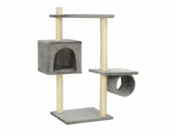 Hot Garden Furniture Mora Rascador para gatos con poste rascador de sisal 260 cm Gris