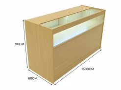 Monstershop Mostrador Comercial con Luz LED B1500 150x60x90cm – Arce