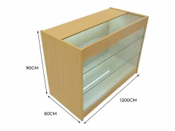 Monstershop Mostrador Comercial con Luz LED K1200 120x60x90cm – en color Arce